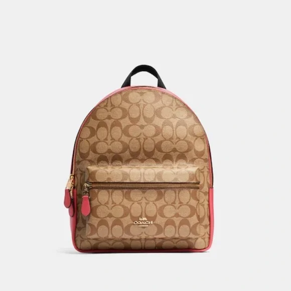 Medium Charlie Backpack In Signature Canvas coach Medium Charlie Backpack pink - $199 (50% Off Retail  main image 2